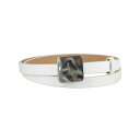 カルバンクライン レディース ベルト アクセサリー Women's Skinny Hammered Plaque Buckle Belt White