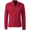 ランズエンド メンズ ニット&セーター アウター Men's School Uniform Cotton Modal Zip Front Cardigan Sweater Red(4)