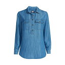 ランズエンド レディース カットソー トップス Women's TENCEL Fiber Popover Top Soft indigo
