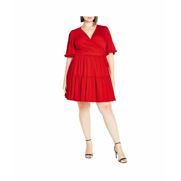 シティーシック レディース ワンピース トップス Plus Size Nikola Dress Tango red