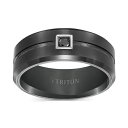トライトン レディース リング アクセサリー Men's Black Tungsten Ring, Black Diamond Wedding Band (1/...