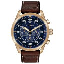 シチズン レディース 腕時計 アクセサリー Eco-Drive Men's Chronograph Avion Brown Leather Strap Watch 48mm Brown(2)