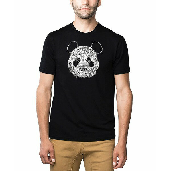 エルエーポップアート メンズ Tシャツ トップス Mens Premium Blend Word Art T-Shirt - Panda Head Black