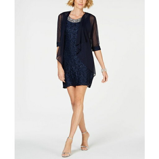 アールアンドエムリチャーズ レディース ワンピース トップス Embellished Lace Sheath Dress & Jacket Navy アールアンドエムリチャーズ レディース ワンピース トップス Embellished Lace Sheath Dress & Jacket Navy