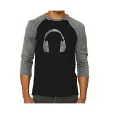 エルエーポップアート メンズ Tシャツ トップス Headphones Men's Raglan Word Art T-shirt Gray