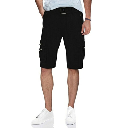 エックスレイ メンズ カジュアルパンツ ボトムス Men's Belted Snap Detail Cargo Shorts Black エックスレイ メンズ カジュアルパンツ ボトムス Men's Belted Snap Detail Cargo Shorts Black