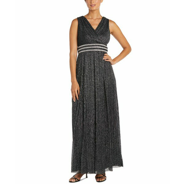 アールアンドエムリチャーズ レディース ワンピース トップス Crinkle Pleated Gown Black/Silver