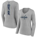 t@ieBNX fB[X TVc gbvX Washington Capitals Fanatics Branded Women's Personalized Name & Number Long Sleeve VNeck TShirt Heather Gray