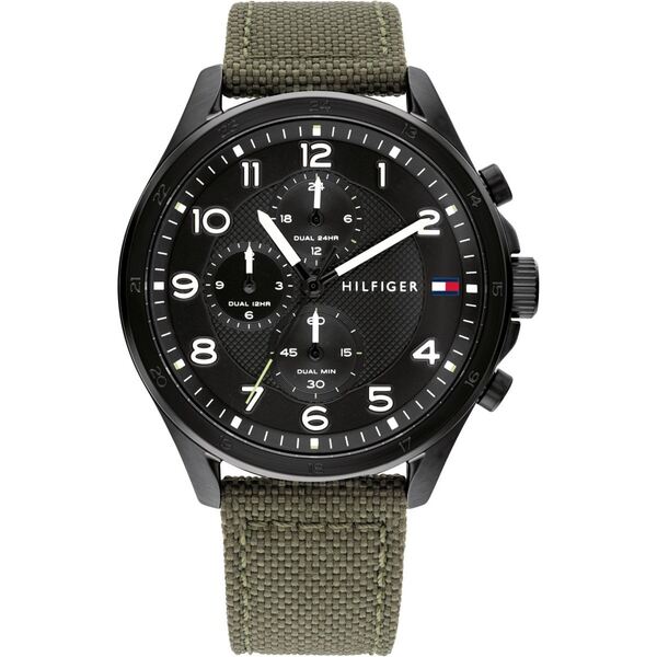 【送料無料】 トミー ヒルフィガー メンズ 腕時計 アクセサリー Mens Tommy Hilfiger Axel Watch Silver, Black and Green