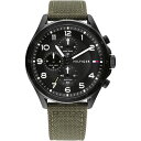 yz g~[ qtBK[ Y rv ANZT[ Mens Tommy Hilfiger Axel Watch Silver, Black and Green