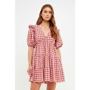 CObVt@Ng[ fB[X s[X gbvX Women's Rickrack Trim Edge Check Mini Dress Pink multi