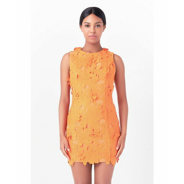 エンドレスローズ レディース ワンピース トップス Women's Floral Embroidered Mini Dress Orange