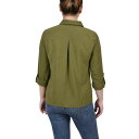 j[[NRNV fB[X Jbg\[ gbvX Women's 3 4 Sleeve Windowpane Blouse Olive