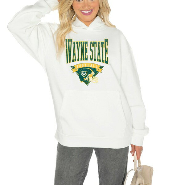 ゲームデイ レディース パーカー スウェットシャツ アウター Wayne State Warriors Gameday Couture Women 039 s Good Catch Premium Fleece Pullover Hoodie White