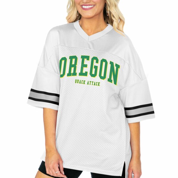 ゲームデイ レディース Tシャツ トップス Oregon Ducks Gameday Couture Women's Option Play Oversized Mesh Fashion Jersey White