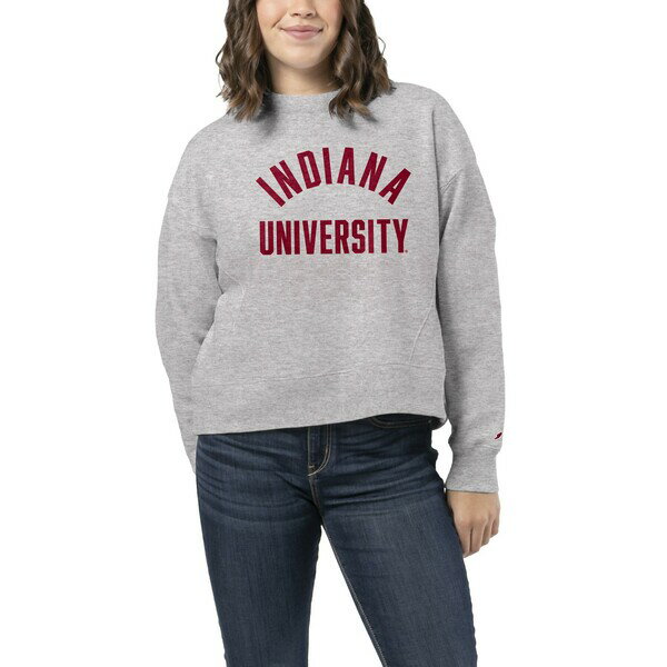 ꡼åȥ ǥ ѡåȥ  Indiana Hoosiers League Collegiate Wear Women's 1636 Boxy Sweatshirt Heather Gray