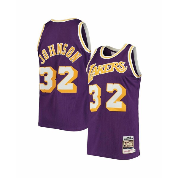 楽天astyミッチェル&ネス レディース Tシャツ トップス Men's Magic Johnson Purple Los Angeles Lakers 1984 Hardwood Classics Authentic Jersey Purple