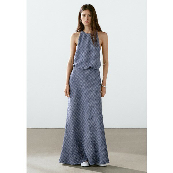 マッシモ ドゥッティ レディース ワンピース トップス LONG CHECKED WITH BACK DETAIL - Maxi dress - dark blue