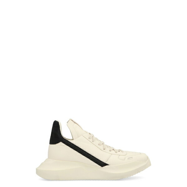 å  ˡ 塼 Geo Geth Leather High-top Sneakers panna