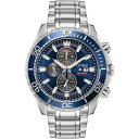 V`Y Y rv ANZT[ Eco-Drive Men's Chronograph Promaster Diver Stainless Steel Bracelet Watch 46mm Silver