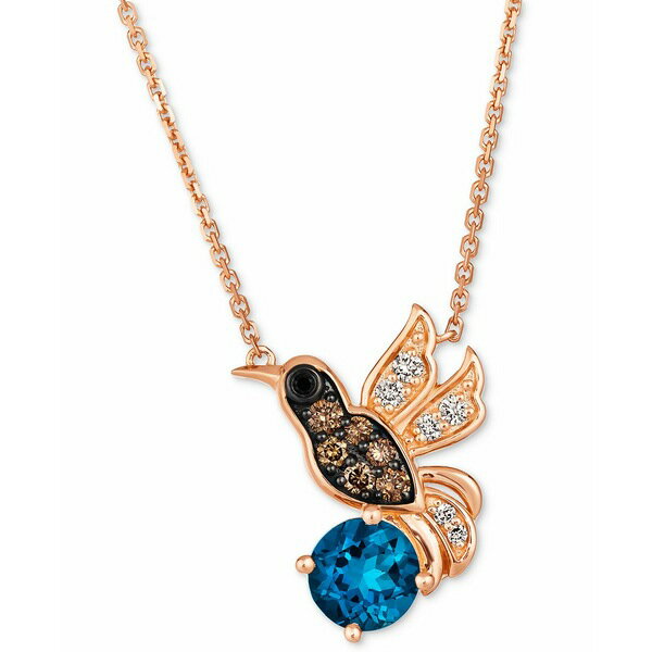 @ fB[X lbNXE`[J[Ey_ggbv ANZT[ Deep Sea Blue Topaz (1-3/8 ct. t.w.) & Diamond (1/3 ct. t.w.) Hummingbird Pendant Necklace in 14k Rose Gold, 18