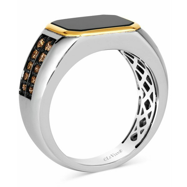 ルヴァン レディース リング アクセサリー Chocolatier&reg; Men's Onyx & Chocolate Diamond (1/2 ct. t.w.) in Sterling Silver & 14k Gold Silver 3