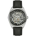 uo Y rv ANZT[ Men's Automatic Classic Surveyor Black Leather Strap Watch 41mm Silver-tone