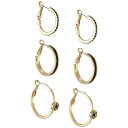 ゲス ピアス ゲス メンズ ピアス・イヤリング アクセサリー Gold-Tone 3-Pc. Set Jet Pav&eacute; & Glitter Hoop Earrings Jet & Gold Set Of 3 Hoops