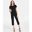 カルバンクライン レディース ワンピース トップス Women's Tie-Waist Tulip-Sleeve Jumpsuit Black