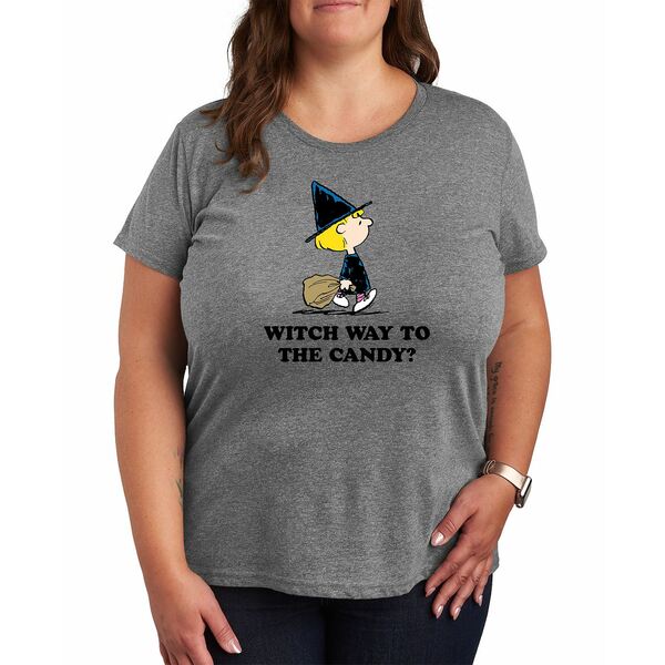 ハイブリッド アパレル レディース カットソー トップス Trendy Peanuts Witch Way Plus Size Graphic ..