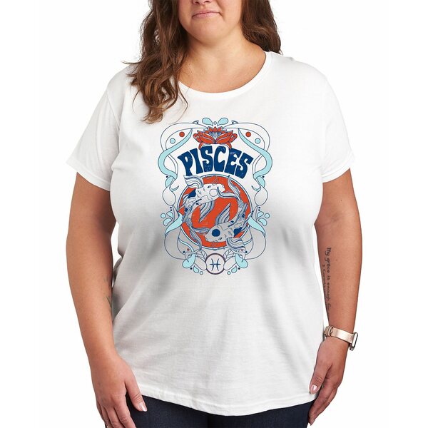 ハイブリッド アパレル レディース カットソー トップス Zodiac Pisces Plus Size Graphic T-Shirt White