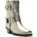 アレッツォ レディース ブーツ シューズ Women's Kaia Mid-Block Leather Booties Silver