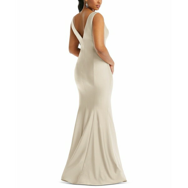 ドレッシーコレクション レディース ワンピース トップス Cynthia & Sahar Women's Shirred Shoulder Stretch Satin Mermaid Dress with Slight Train Champagne