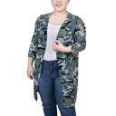 ニューヨークコレクション レディース ニット&セーター アウター Plus Size 3/4 Sleeve Knit Cardigan Gray Camo