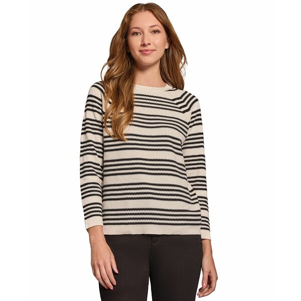 ジョーンズニューヨーク レディース ニット&セーター アウター Women's Striped Boat-Neck Raglan-Sleeve Top Jones White/jones Black