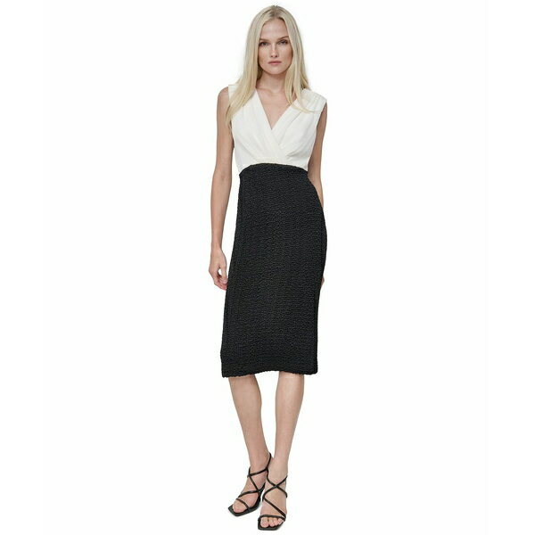ダナ キャラン ニューヨーク レディース ワンピース トップス Women's Colorblocked Bodycon Dress Eggshell/Black