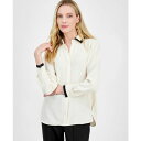 アンクライン レディース カットソー トップス Women's Contrast-Trim Button-Front Blouse Anne White(4)