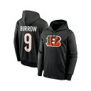ナイキ メンズ パーカー・スウェットシャツ アウター Men's Joe Burrow Black Cincinnati Bengals Player Name...