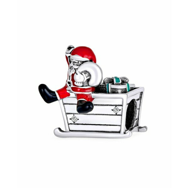 ブリング レディース ブレスレット・バングル・アンクレット アクセサリー Christmas Charm Bead Santa Hat & Sled Sterling Silver for Bracelet Silver