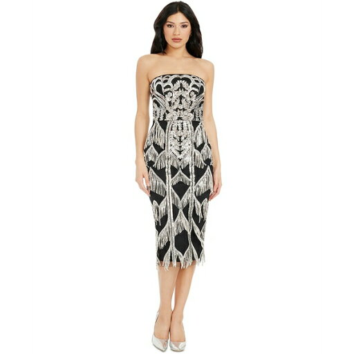 ドレスザポプレーション レディース ワンピース トップス Women's Viviana Sequined Fringe Dress Silver-Black ドレスザポプレーション レディース ワンピース トップス Women's Viviana Sequined Fringe Dress Silver-Black