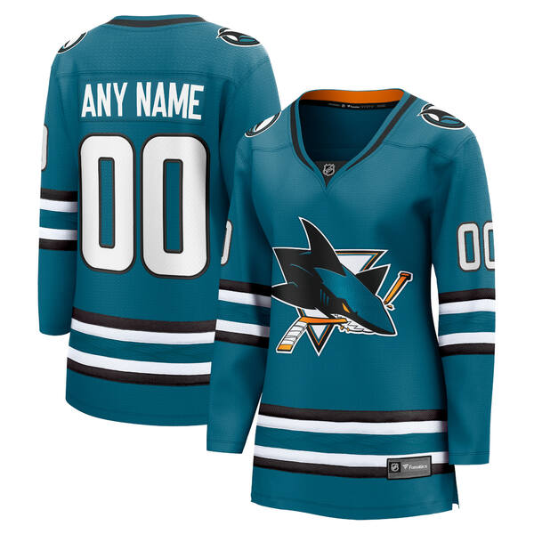 ファナティクス レディース ユニフォーム トップス San Jose Sharks Fanatics Women's Home Breakaway Custom Jersey Teal