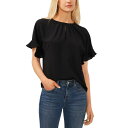 セセ レディース カットソー トップス Women's Short Sleeve Drop Shoulder Wide Scoop Neck Blouse Rich Black