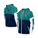 ニューエラ メンズ ジャケット&ブルゾン アウター Men's Navy/Aqua Seattle Mariners Color Block Full-Zip Hoodie Windbreaker Jacket Navy, Aqua