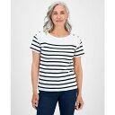 スタイルアンドコー レディース カットソー トップス Petite Cotton Button-Shoulder Tee, Exclusively at Macy's Bright White|詳細画像