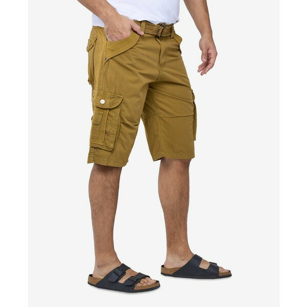 エックスレイ メンズ カジュアルパンツ ボトムス Men's Belted Knee Length Cargo Shorts British khaki