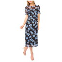 セセ レディース ワンピース トップス Women's Short Sleeve Ruched Side Mesh Crew Neck Midi Dress Rich Black