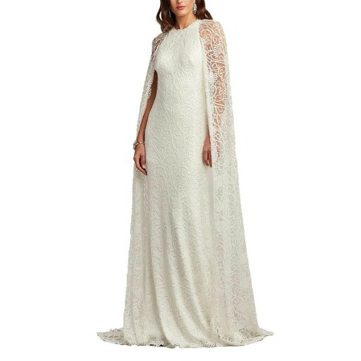 タダシショージ レディース ワンピース トップス Women's Piers Embroidered Cape Gown Ivory タダシショージ レディース ワンピース トップス Women's Piers Embroidered Cape Gown Ivory