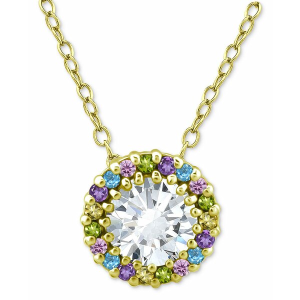 Wj xj[j fB[X lbNXE`[J[Ey_ggbv ANZT[ Cubic Zirconia Multicolor Halo Pendant Necklace 16