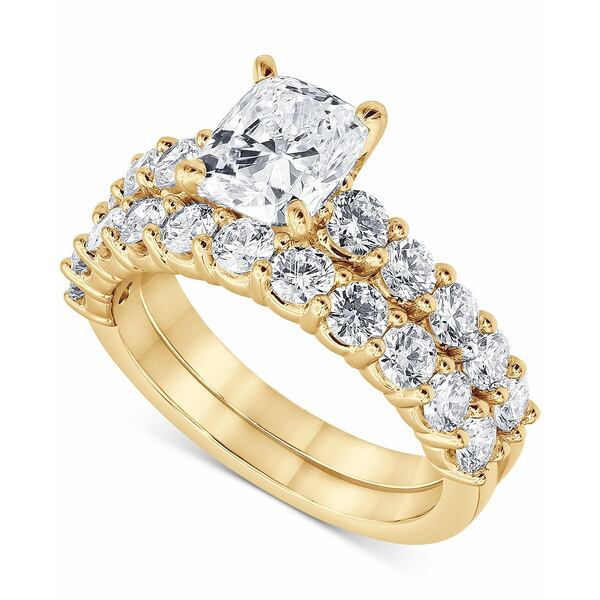 バッジェリーミシュカ メンズ リング アクセサリー Certified Lab Grown Diamond Cushion Bridal Set (3-3/8 ct. t.w.) in 14k Gold Yellow Gold