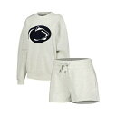 ゲームデイ レディース パーカー スウェットシャツ アウター Women 039 s Ash Penn State Nittany Lions Team Effort Pullover Sweatshirt and Shorts Sleep Set Ash